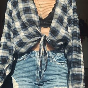Crop tied flannel
